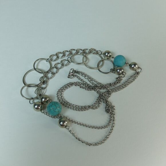 Long Necklace Western Style Turquoise Color Beads - Picture 1 of 7